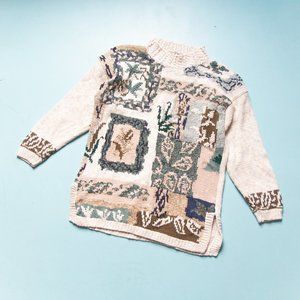 90's Heirloom Collectibles Grandma Abstract Knit Tunic Sweater Size M Cottage